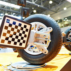 Wheel clamp of automotive diagnostic and analysis system