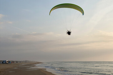 Paragliding over the beach on the Danish North Sea coast