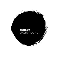 Vector grunge circle, black ink round shape isolated on white background. Hand drawn circle shape, vector brush stroke. Dirty grunge design, template for text. Black smear and rough stain
