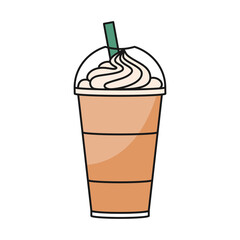 Frappuccino or frozen frappe coffee in plastic to go cup as vector icon
