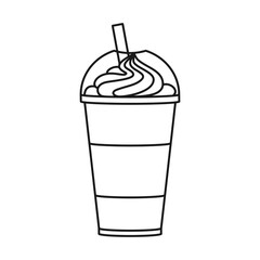 Frappuccino or frozen frappe coffee in plastic to go cup as vector icon