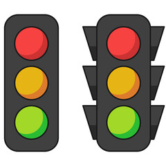 Traffic lights or stoplights with go light and caution light in vector icon - 457197042