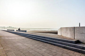 Brighton, England, March,18,2015 - Public Seating Area & Lighthouse at Margate Parade