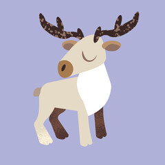 White baby deer in flat style