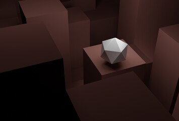 3d beautifully rendered abstract object with white  diamond on a maze