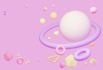 3D beautifully rendered abstract object composition on isolated pastel pink background