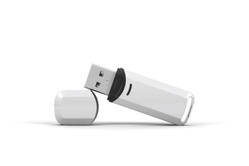 Branded plastic flash drive mockup. 3d rendering