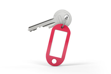 Key with key fob mockup. 3d rendering