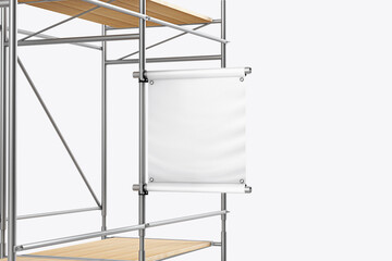 Scaffolding sign banner mockup. 3d rendering