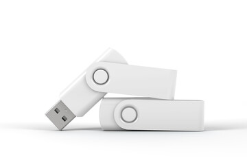 Two usb flash drive sticks mockup. 3d rendering