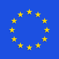 Vector flag of the European Union. Blue background and yellow stars. European union star. European union vector background.