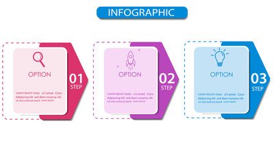 Vector Infographic label design template with icons and 3 options or steps. Can be used for process diagram,