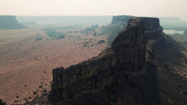 Breathtaking Landscape Aerial in Washington State Desert Canyon at Dry Falls State Park