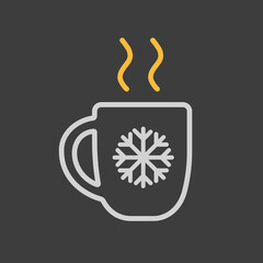 Christmas hot coffee in cup vector icon