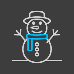 Christmas snowman vector icon. Winter sign