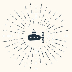Grey Submarine icon isolated on beige background. Military ship. Abstract circle random dots. Vector