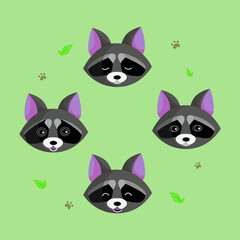 raccoon art vector pet cute pattern
