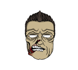 cartoon style zombie face, ready to print