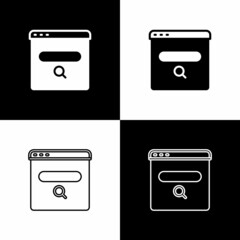 Set Search engine icon isolated on black and white background. Vector