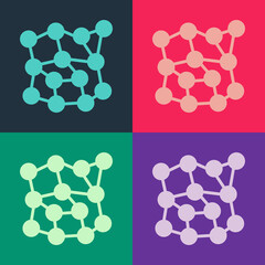 Pop art Neural network icon isolated on color background. Artificial intelligence AI. Vector