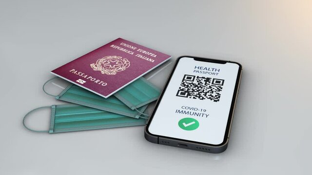 Health Passport - Italy - rotation- 3d animation model on a white background