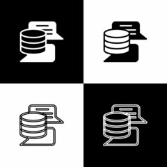 Set Server, Data, Web Hosting icon isolated on black and white background. Vector