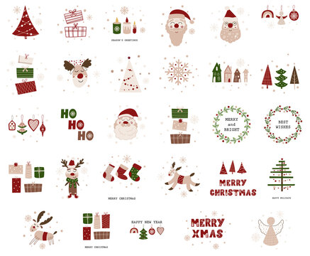 Christmas greeting card design with presents. Vector illustration.