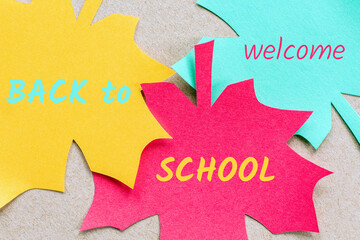 Back to school on colorful autumn leaves background