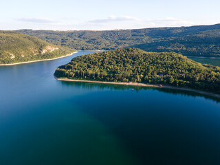 Aerial view of Aleksandar Stamboliyski Reservoir, Bulgaria