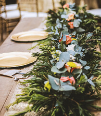 table setting with flowers