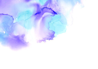 アルコールインクアート　水色と紫のグラデーション　ホワイトスペース