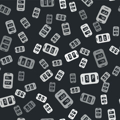Grey Online translator icon isolated seamless pattern on black background. Foreign language conversation icons in chat speech bubble. Translating concept. Vector