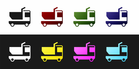 Set Toy truck icon isolated on black and white background. Vector