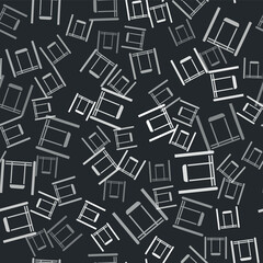 Grey Swing for kids summer games on playground icon isolated seamless pattern on black background. Outdoor entertainment equipment. Vector