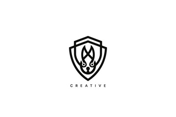 Cyber Security Logo Design. with Animal Head Character. Creative vector based icon template.
