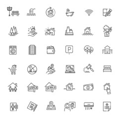Outline web icons set - Real Estate - Vector