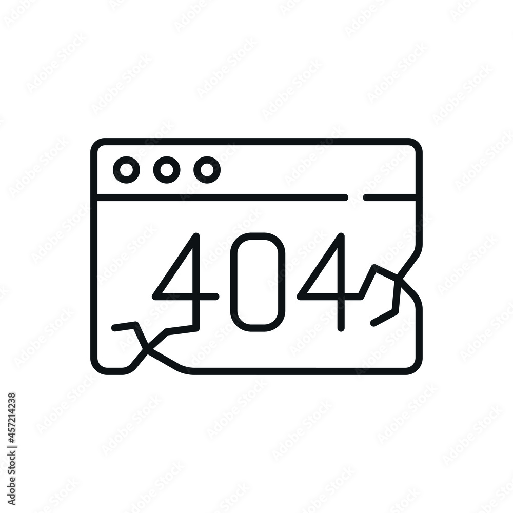 Aufkleber 404 error linear icon. website. thin line customizable illustration. contour symbol. vector isolated