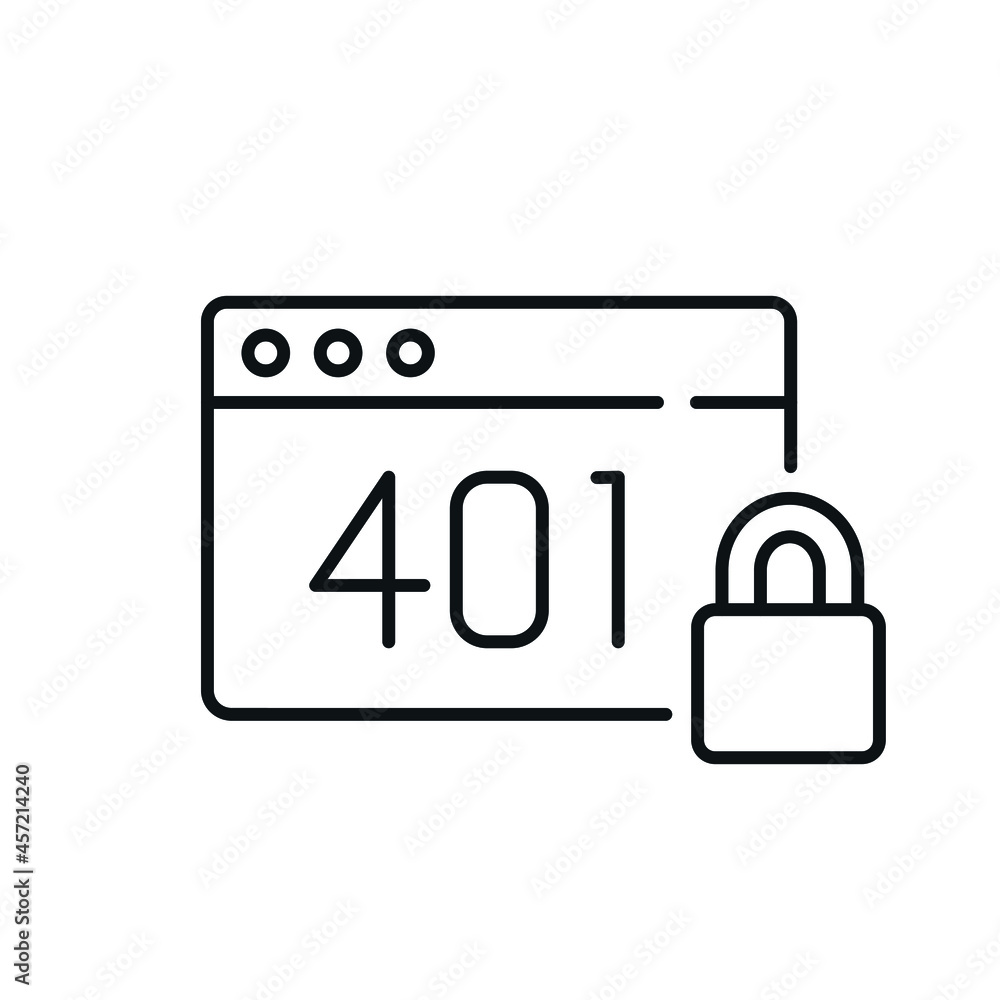 Poster 401 error linear icon. website. thin line customizable illustration. contour symbol. vector isolated