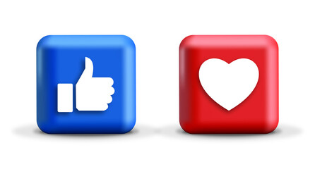 Fototapeta premium Thumb up and heart icon. Vector like and love icon. Like and love button. Vector illustration