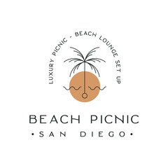 Luxury beach picnic lounge set up logo design inspiration