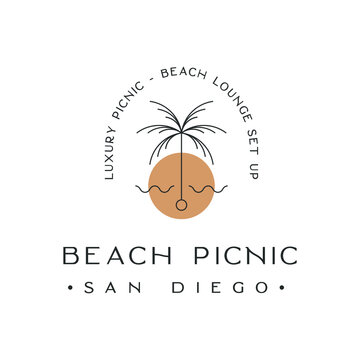 Luxury Beach Picnic Lounge Set Up Logo Design Inspiration