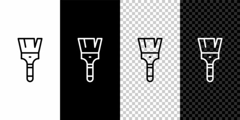 Set line Paint brush icon isolated on black and white, transparent background. Vector