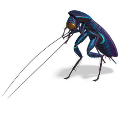 3D-illustration of a creepy cartoon cockroach. isolated rendering object