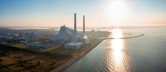 Aerial view of the Power station. One of the most beautiful and eco friendly power plants in the...