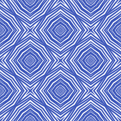 Geometric seamless pattern. Indigo symmetrical