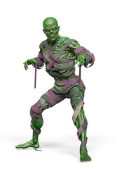 mummy in action on white background