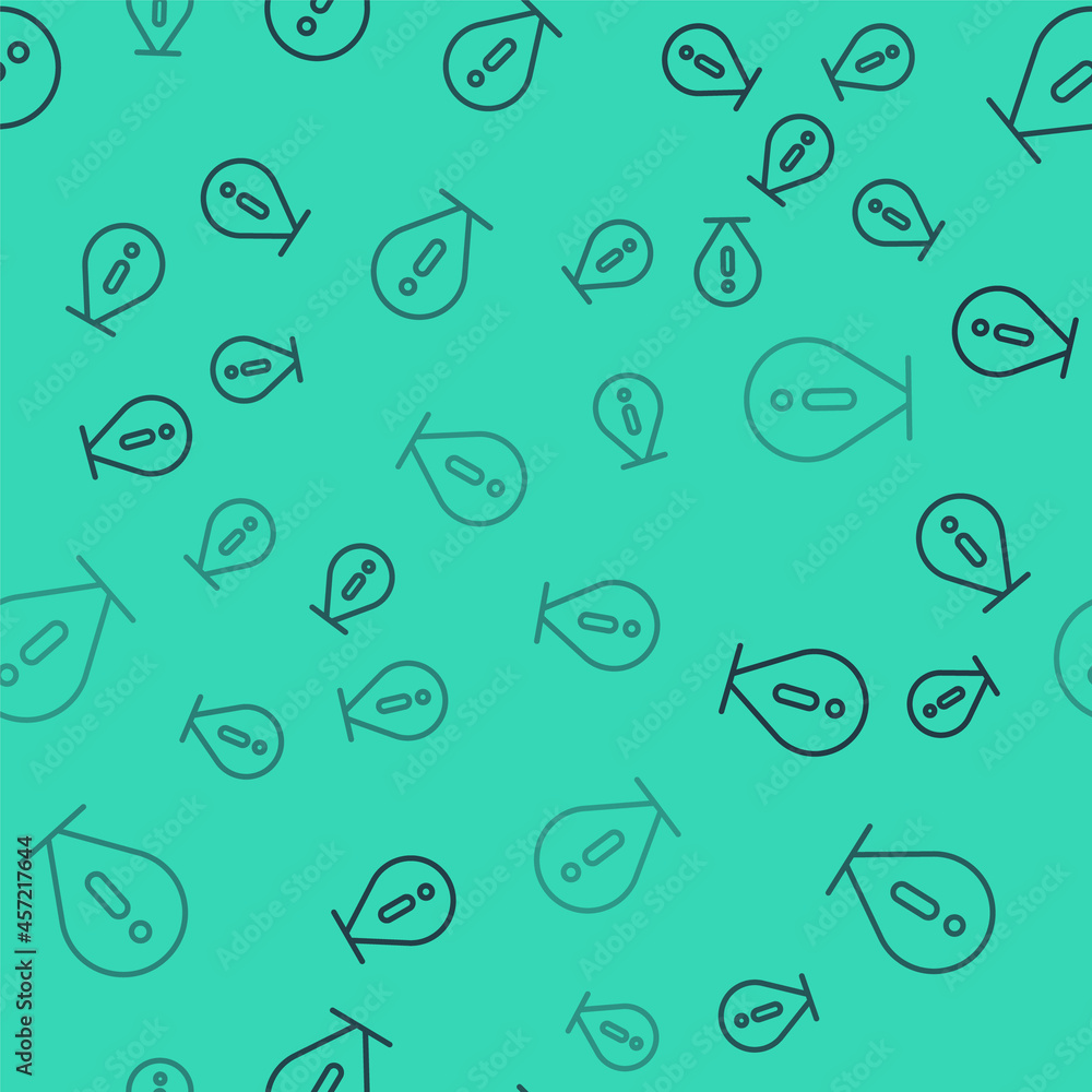 Poster black line information icon isolated seamless pattern on green background. vector