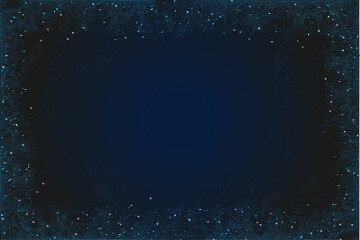 Abstract blue background. Polygonal low poly wireframe illustration looks like stars in the blask night sky in spase or flying glass shards. Digital web, internet design. © Katsiaryna
