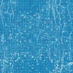 Seamless bright blue blueprint pattern for textile and print. High quality illustration. Technical engineering blue-print draft design. Graphic motif for background, wallpaper, or surface design print