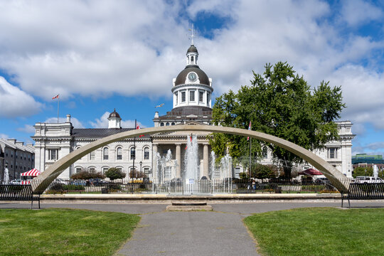 
Kingston, Ontario, Canada - September 3, 2021: Kingston City Hall in Ontario, Canada. Kingston City Hall is the seat of local government. 
